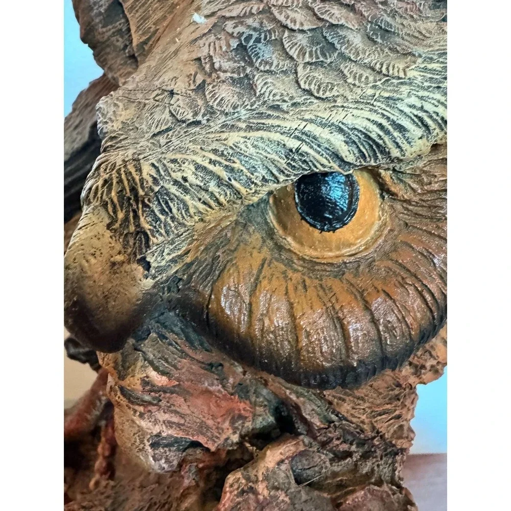 Vintage Owl Elder Spirit Figurine Rustic Southwestern Resin Bust Woodland Wisdom